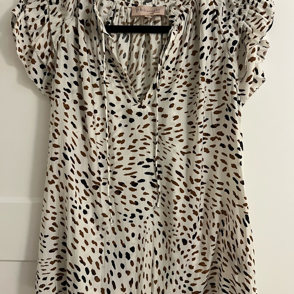Philosophy Women's Cream and Brown Patterned Blouse